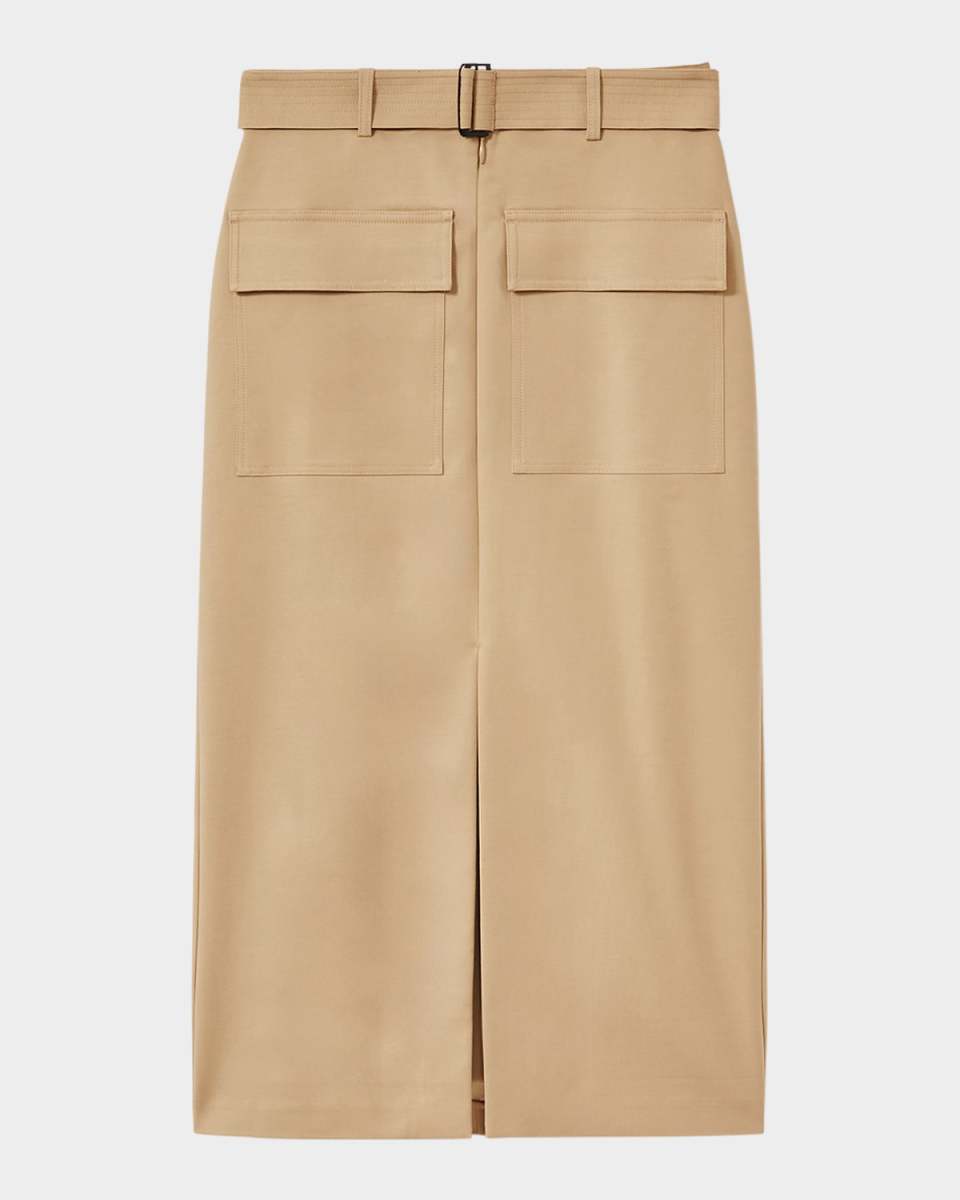 Oakley Belted Gabardine Cargo Midi Skirt